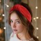 Wrapables Wide Knotted Velvet Headbands, Top Knot Velvet Headbands for Women and Girls, Red